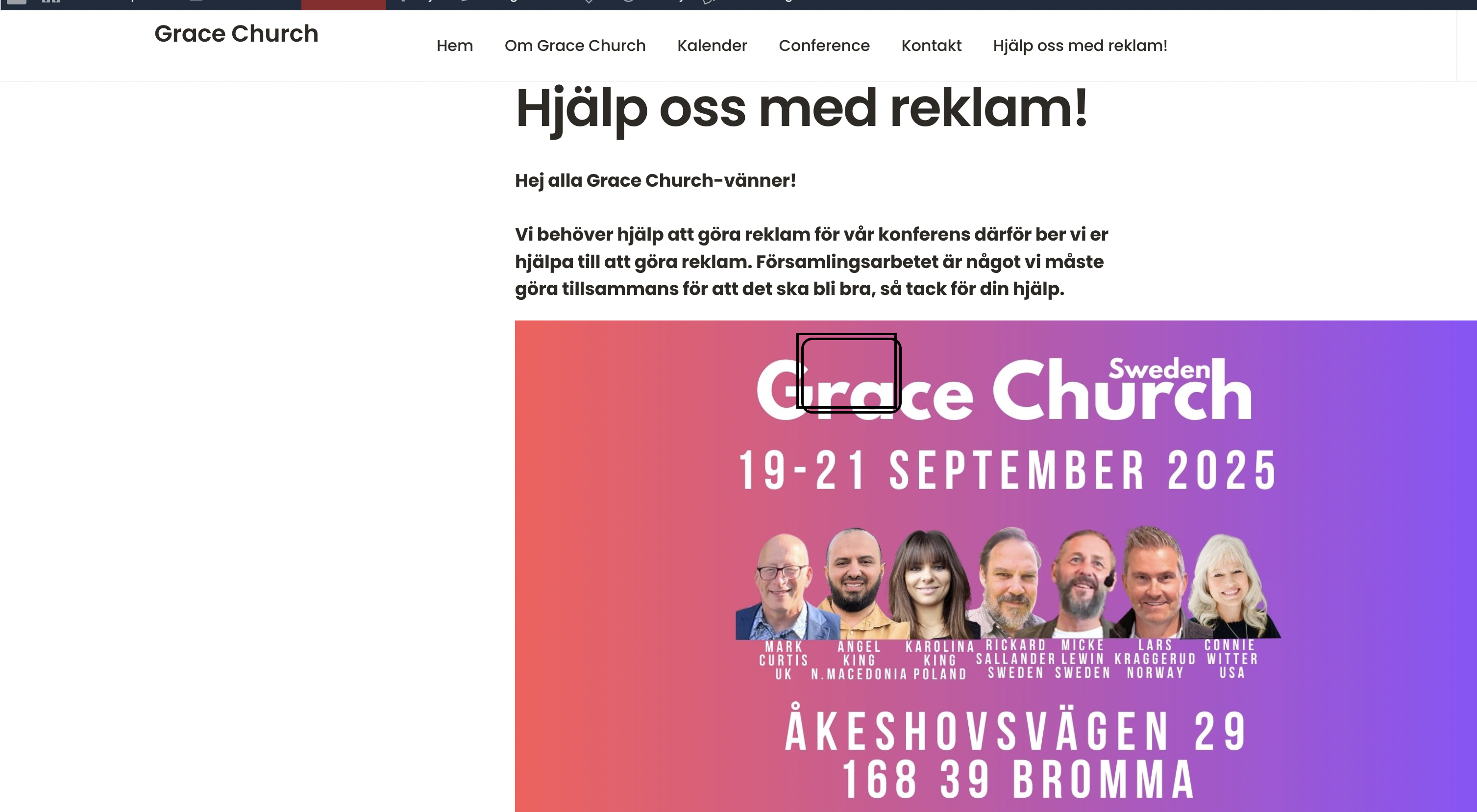 En ny flik på sidan, ”Hjälp oss att göra reklam!”
